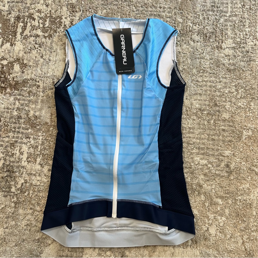 Nwt Men’s Louis Garneau Aero Tri Jersey Sleeveless Full Zip Sz Med Runs Small